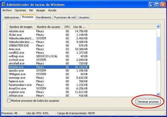 terminar proceso xp